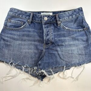 Pacsun Mid Rise Denim Jean Short Size 26 Button Fly 2" Inseam 28" Waist Med Wash